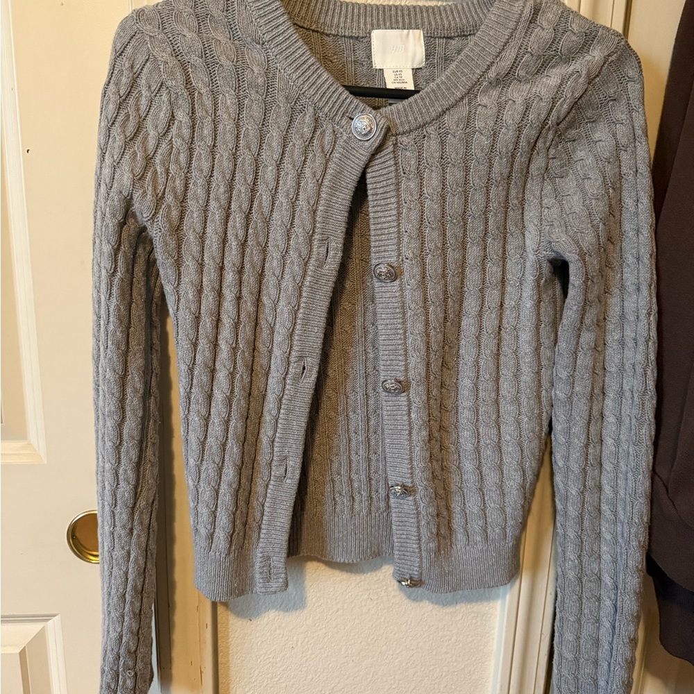 H&M Light Gray Cable Knit Cardigan